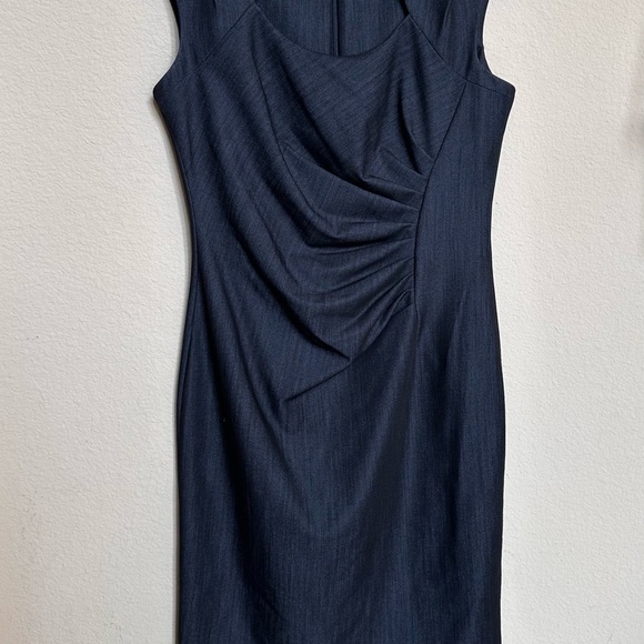 Calvin Klein Blue Ruched Asymmetrical Sheath Dress - Picture 4 of 16